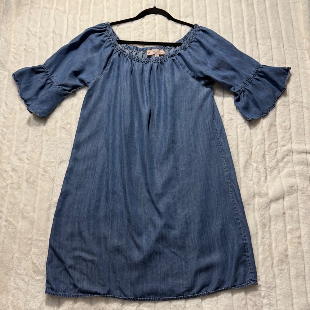 Philosophy Republic Clothing‎ Blue Tencel Bell Sleeve Off Shoulder Dress Large